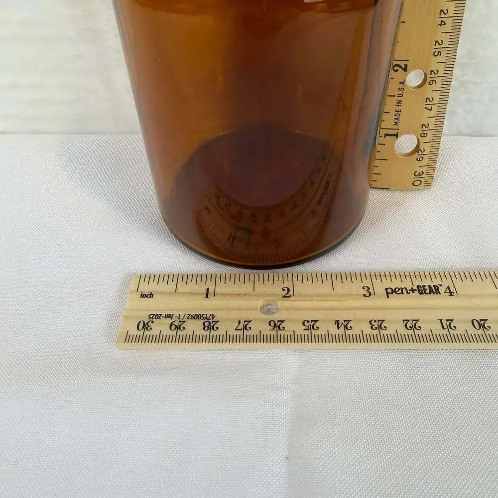 Vintage Brown Apothecary Glass Jar Bubble Lid Canister 7 1/4